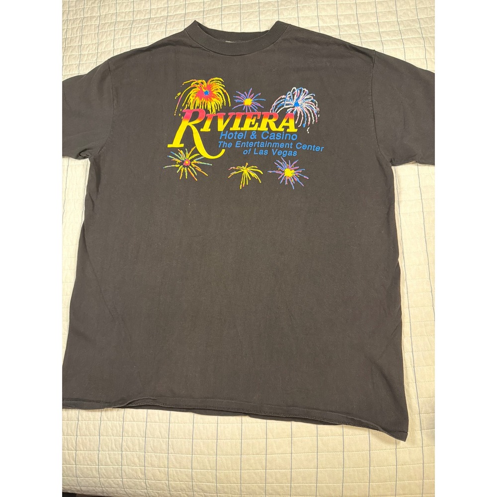 Vintage Horizon Riviera Hotel Casino Las Vegas Fireworks T-Shirt Black XL 90s